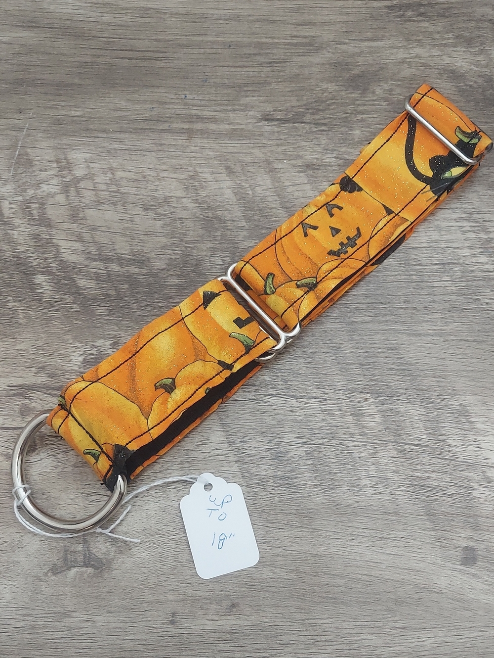 Custom Martingale Dog Collar 1.5" Halloween Jack O Lantern Glitter Orange 18"